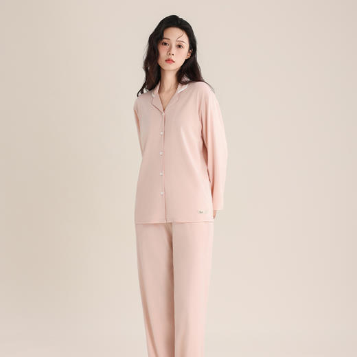 怡吾色情侣款兰精莫棉丝滑透气翻领家居服睡衣套装 商品图6