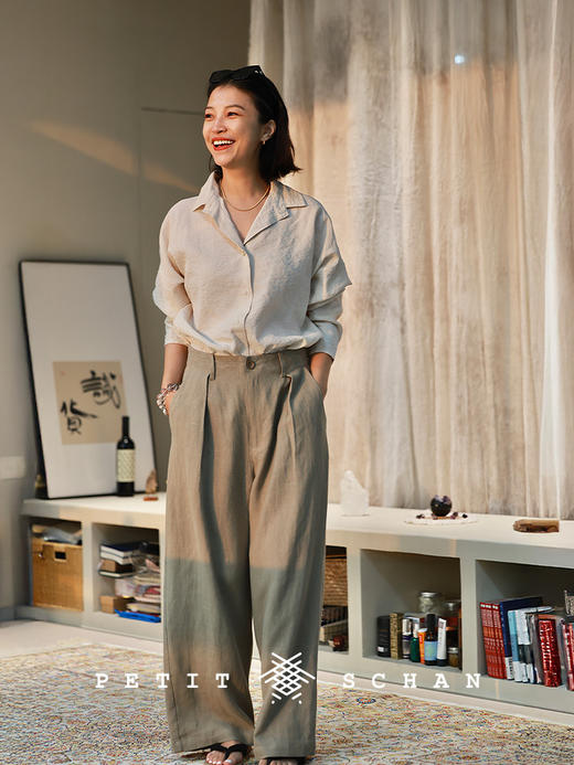 Petit Schan小闪 CLO#1076 Calm and composed 神闲  桑蚕丝混纺手工刺绣休闲衬衫 商品图3