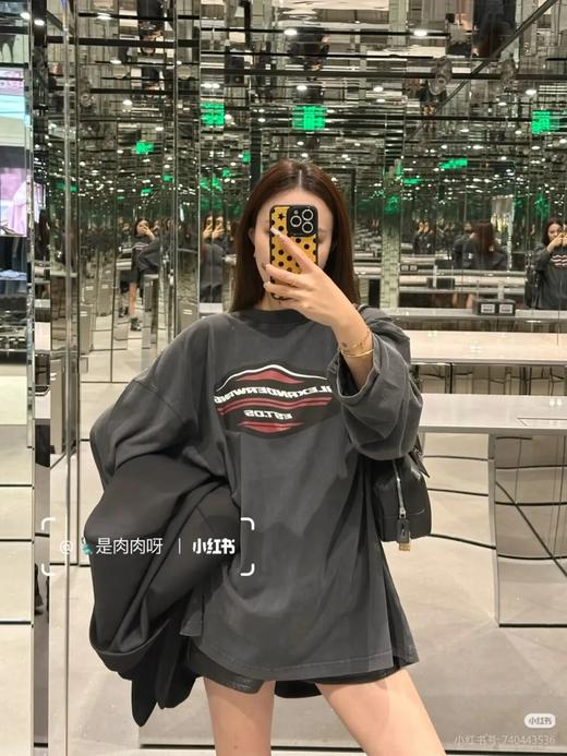 AW 大王|@lexander 26ss早春水洗做旧盾牌图案字母印花长袖T恤 商品图2