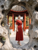 HJ2S86_银朱色_连衣裙_夏季_新中式圆领流苏盘扣提花缎面收腰显瘦气质 A 字长裙_高级女装_BERNIEELEN 伯妮斯茵 商品缩略图1