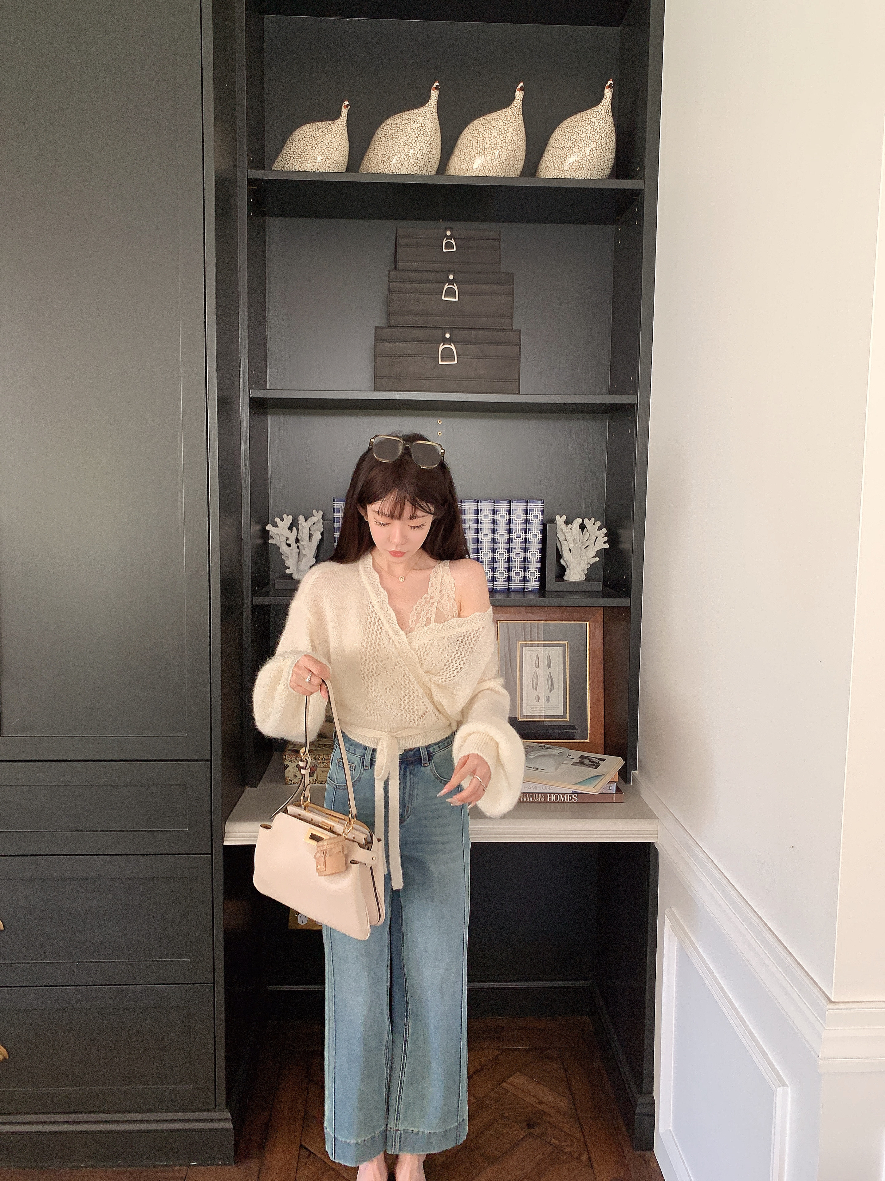 金蘑菇菇 柔软心事 钩花开衫套组 / 钩花小开衫+刺绣半裙