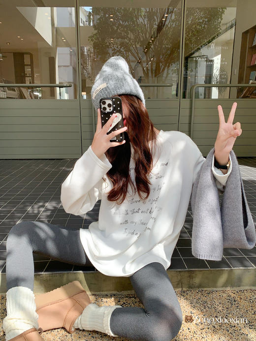 <曾小咸推荐>3.18现货秒杀 ！微信超特价！加绒印花设计长袖T恤 日常119.99 立减50 秒杀69.99！！ 商品图5