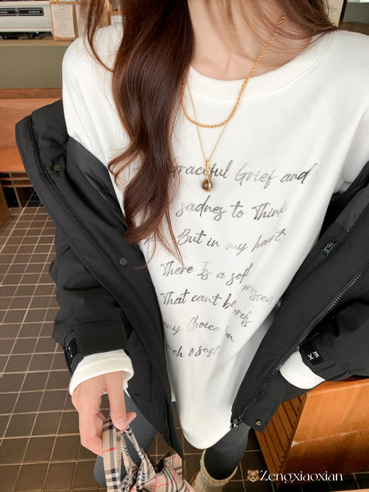 <曾小咸推荐>3.18现货秒杀 ！微信超特价！加绒印花设计长袖T恤 日常119.99 立减50 秒杀69.99！！ 商品图10