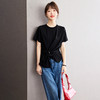 西遇设计感黑色短袖T恤女2026夏季新款圆领收腰开叉下摆显瘦上衣SS060230 商品缩略图3