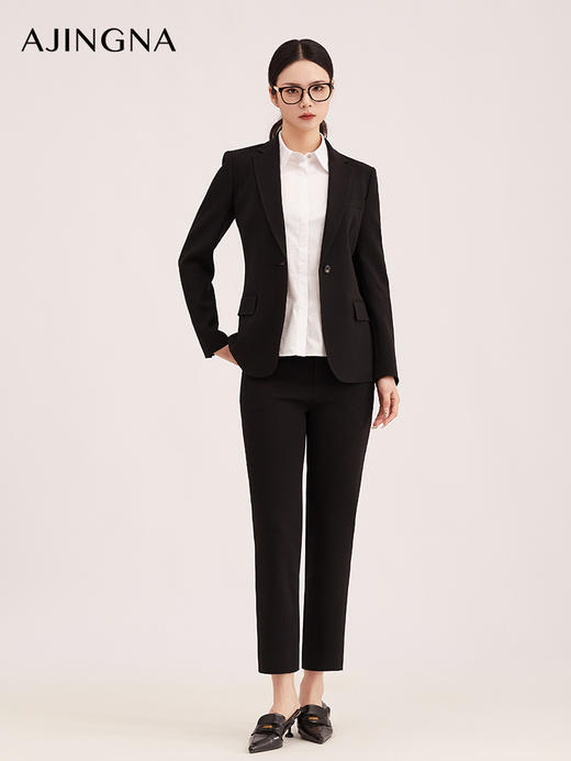 【商场同款】阿菁娜春季新款通勤经典一粒扣西装平驳领收腰剪裁轻松hold住正式场合A31C108052 商品图4