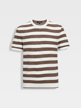 callisto白棕条纹圆领T恤