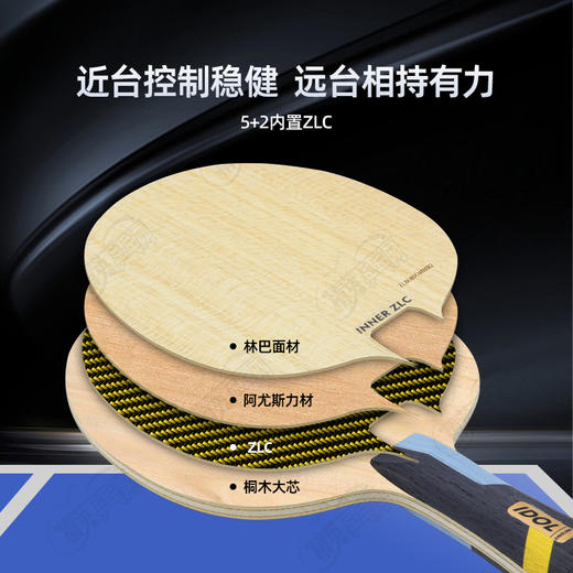 【送三星球】卓隆&郗恩庭爱豆IDOL乒乓球拍底板内置ZLC弧圈快攻型乒乓底板 商品图2