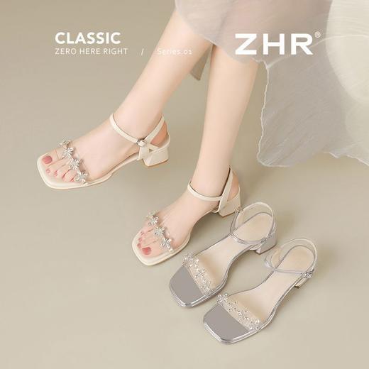 ZHR则则时尚水钻厚底凉鞋女2025夏季新款洋气百搭一字带气质凉鞋 商品图6