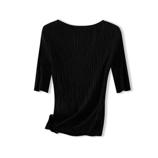 一字领五分袖水波纹60支扬子纱针织衫 BC26011 商品图4