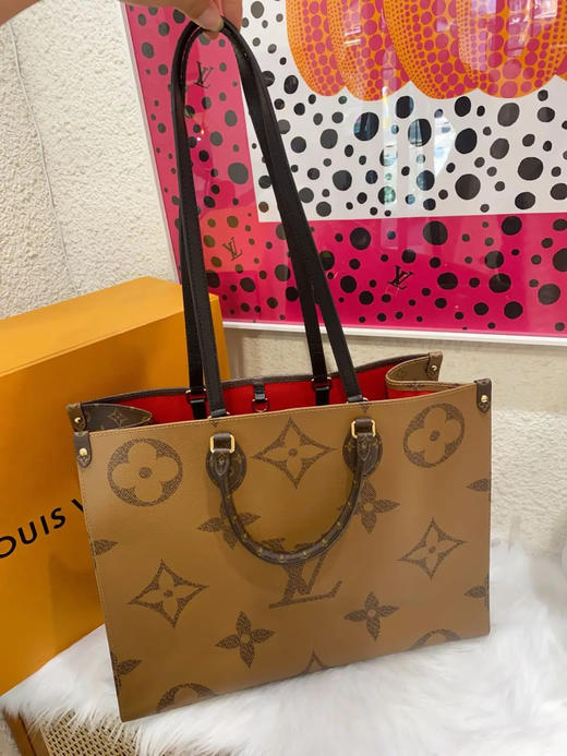 Lv on the go 大号 老花拼色 托特包 商品图0