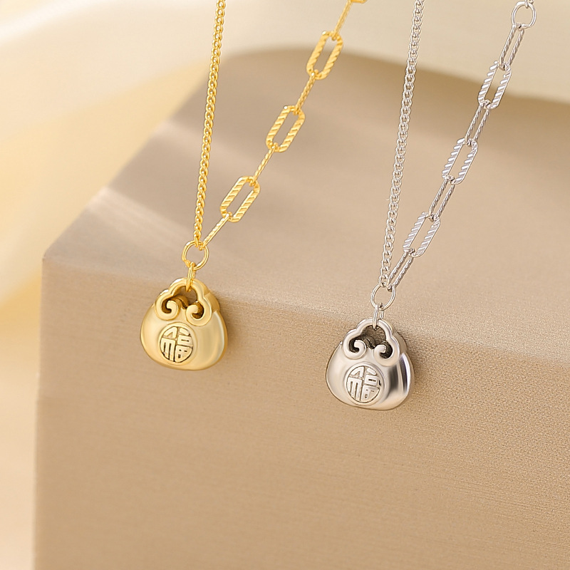 【如意福袋】S925纯银镀金福字项链套链【CW-XL00503】