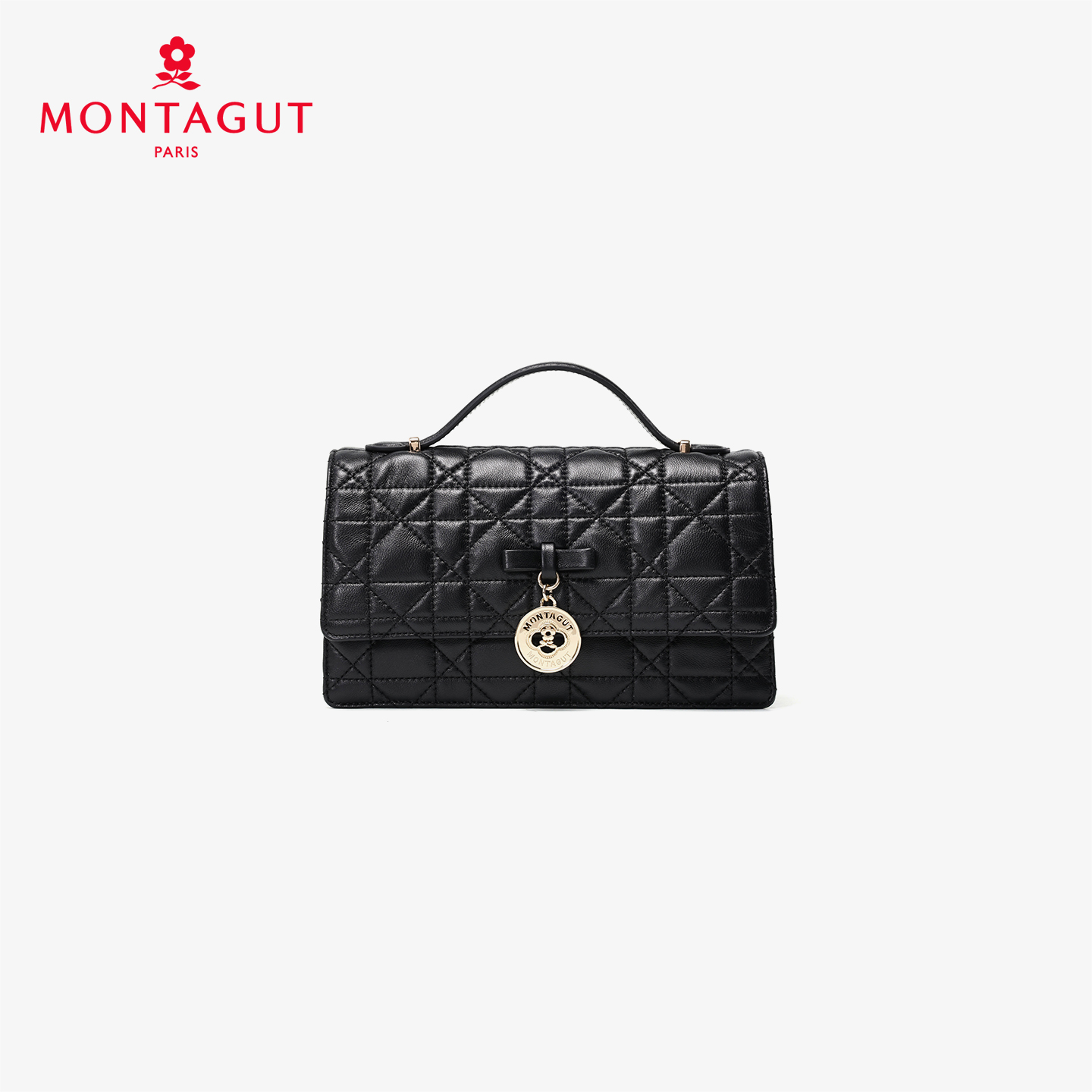 梦特娇女士时尚休闲菱格包真皮斜挎包矜贵羊皮手提包可爱风单肩包