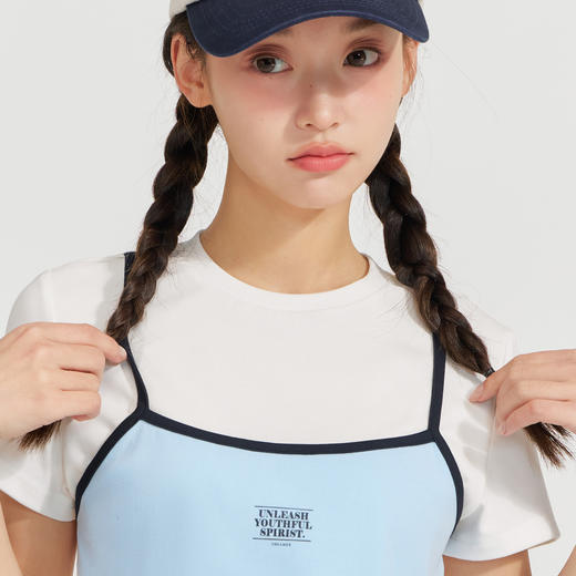 笛莎Deesha 2026年夏季新款青少年假两件印花T恤 商品图2