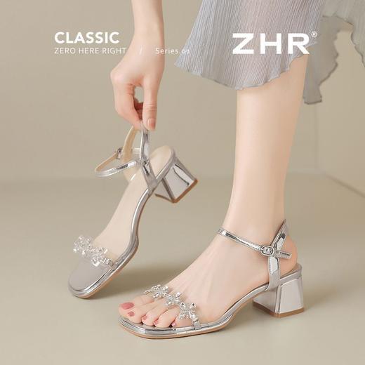 ZHR则则时尚水钻厚底凉鞋女2025夏季新款洋气百搭一字带气质凉鞋 商品图9