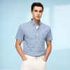 德鲨鲨鱼短袖棉质衬衫男青年经典格纹上衣打底弹力衬衣2026夏新款 商品缩略图1