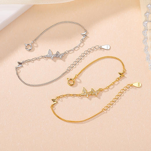 【福蝶翩翩】S925纯银镀金蝴蝶手链【CW-SL11941】 商品图1