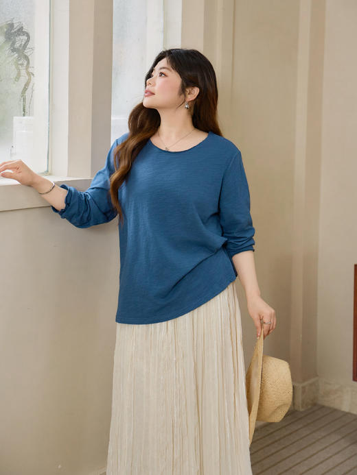 【3天内发货】100%棉糯感套头衫，把春天穿在身上！高级纯色，气质紫/经典黑/静谧蓝，解锁春日慵懒舒适【附赠布艺猫咪胸针】 商品图8