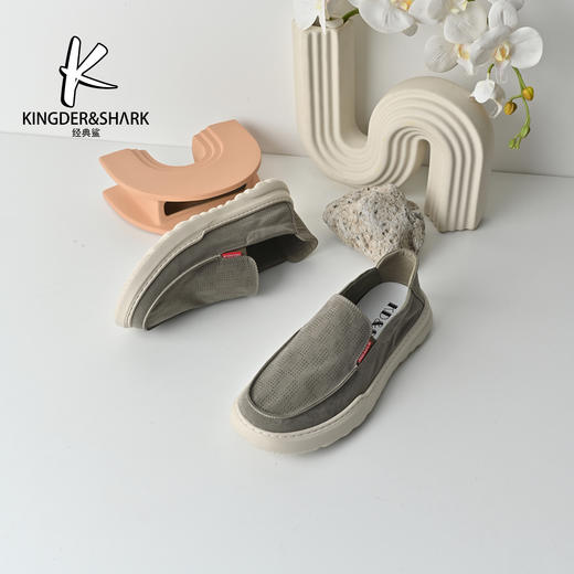 经典鲨2026年春季专柜新品男士平底一脚蹬轻便透气布鞋休闲鞋KW08-613091 商品图4