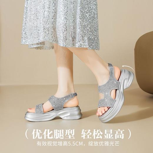 ZHR则则水钻厚底凉鞋女2025夏季新款增高休闲沙滩鞋超软外出女鞋 商品图6