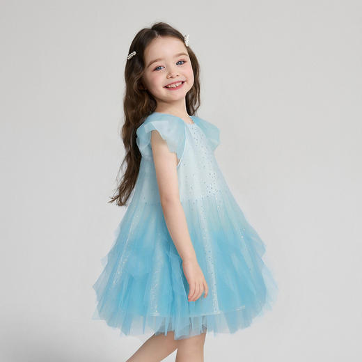 笛莎Deesha 2026年夏季新款小童女童精致公主网纱小飞袖连衣裙珠片连衣裙 商品图1