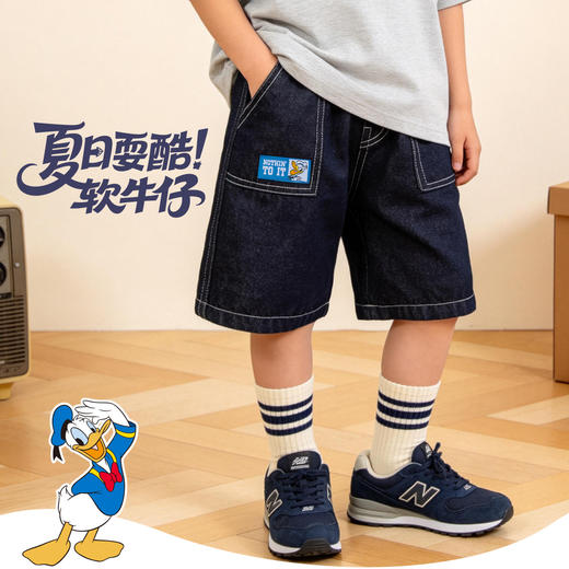 迪士尼米奇夏季男童轻薄深牛仔蓝牛仔七分裤ZD2FK006 商品图1