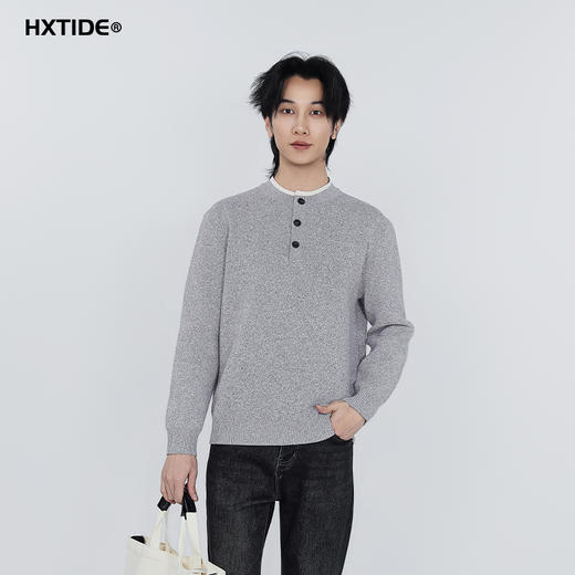 【新品上新】HX 冬季圆领半开胸毛衫S107544296101 商品图0