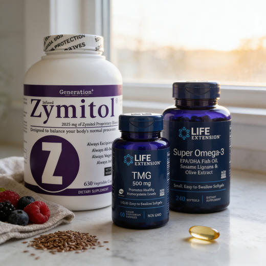 心血脑养护套装｜Zymitol 综合酶630粒+Life Extension TMG甜菜碱60粒+Life Extension 鱼油 240粒 商品图4