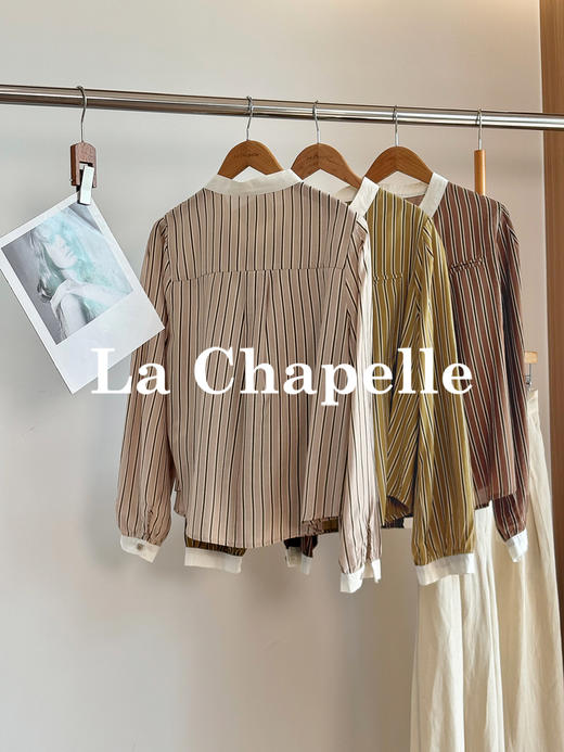 专柜实拍【莱赛尔！高品质】拉夏贝尔/La Chapelle法式撞色领气质慵懒感百搭衬衫极简通勤风上衣女 商品图2