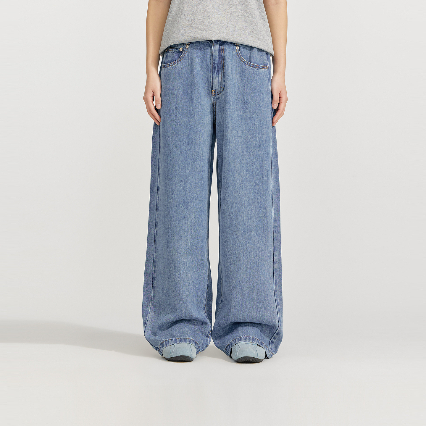 笛莎Deesha 2026年夏季新款青少年冰肤棉凉感牛仔阔腿裤裤子