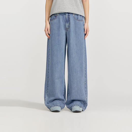 笛莎Deesha 2026年夏季新款青少年冰肤棉凉感牛仔阔腿裤裤子 商品图0