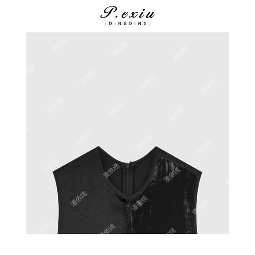 03-4潘依绣丁丁宠粉韩系丝绒拼接圆领连衣裙Q57841 商品图2