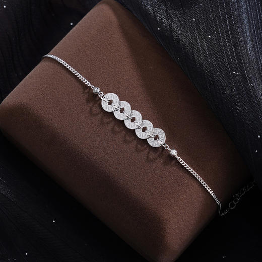 子佩集【五路财源】S925银手链【SL0704188】五连环招财钱币2509 商品图3