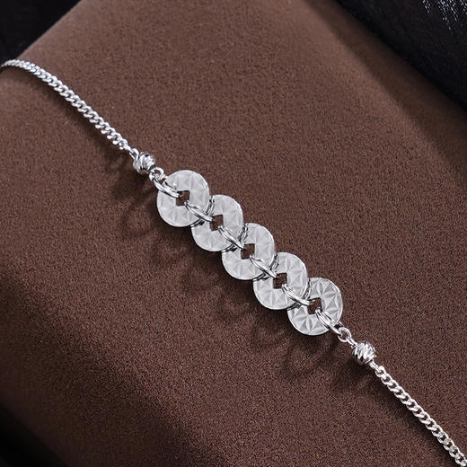 子佩集【五路财源】S925银手链【SL0704188】五连环招财钱币2509 商品图10