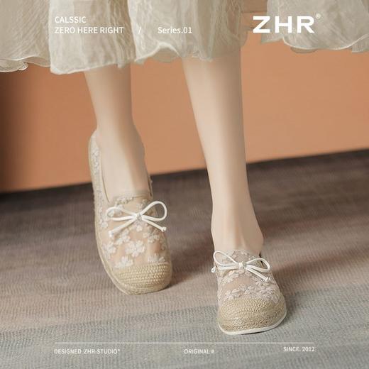ZHR繁花网纱渔夫鞋女2025新款蝴蝶结透气懒人鞋平底一脚蹬单鞋女 商品图8