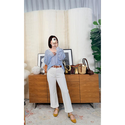 长期主义 V领撞色长袖毛衫 羊毛天丝羊驼毛 若隐若现的轻盈软糯仙系 商品图2