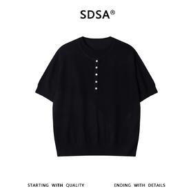 SDSA男装2026新款轻奢简约纯色简约假两件针织圆领短袖T恤百搭