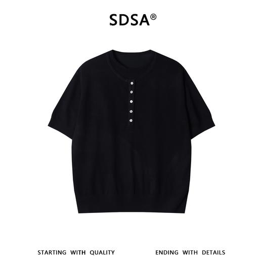 SDSA男装2026新款轻奢简约纯色简约假两件针织圆领短袖T恤百搭 商品图0