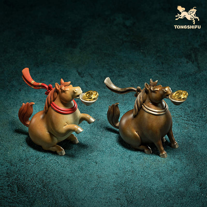 铜师傅《立马发财铜摆件》《马上有钱铜摆件》陕西历史博物馆系列