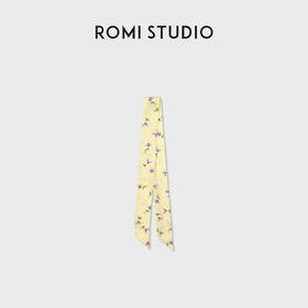 ROMI STUDIO100%桑蚕丝斜纹绸双面印花细窄丝巾领巾RWCRPY7572