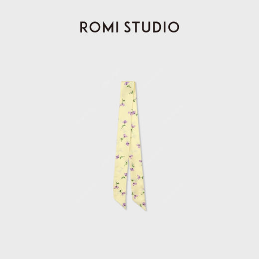 ROMI STUDIO100%桑蚕丝斜纹绸双面印花细窄丝巾领巾RWCRPY7572 商品图0