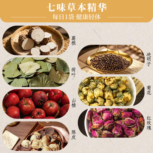 【福利❗️第2盒半价🔥葛根荷叶山楂饮】科学配比匠心制作，茶汤清润回甘，日常冲泡、饭后解腻都合适，轻负担养生好选择，酒局后茶菊花决明子养生茶QQ 商品图3