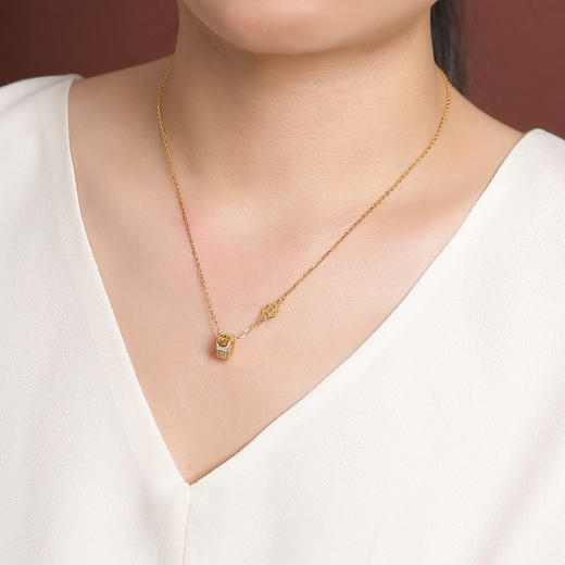 【财源滚滚】S925纯银镀金铜钱套链【CW-XL00500】 商品图3