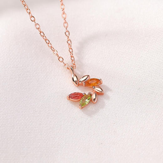 【岁岁平安】S925纯银镀玫瑰金碧玺麦穗项链【CW-DZ07120】 商品图2