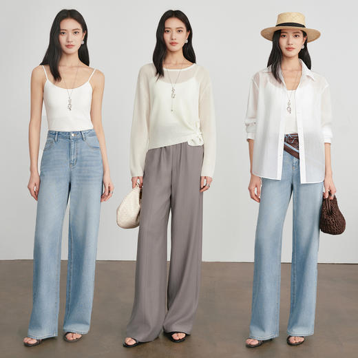 【严选】朱珠代言伊芙丽无感棉带胸垫一体式显瘦美背T恤女士打底2026新款1H1900311 商品图1