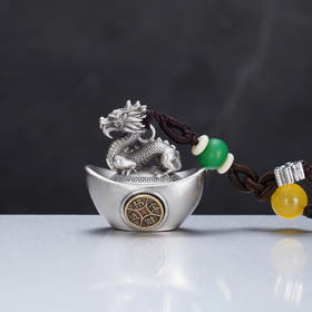 子佩集【祥瑞福辏】S999银钥匙扣【BX0280959】十二生肖元宝原创作品招财进宝可转动2509