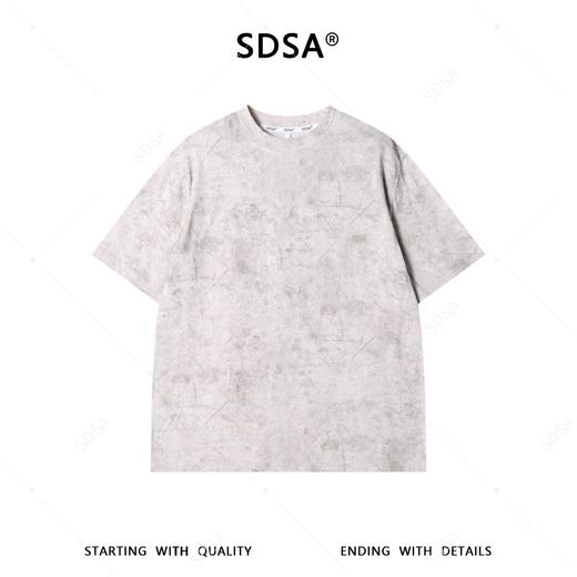 SDSA男装2026新款高贵轻奢韩系扎染设计圆领短袖T恤百搭宽松上衣 商品图0