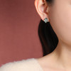 【晚风知意】S925纯银天然蓝水翡翠几何菱形蛋面耳钉【CW-ED04488】 商品缩略图3