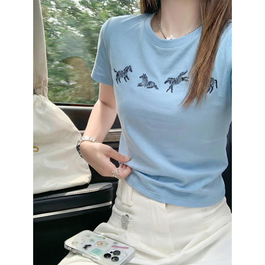 <曾小咸推荐>韩系圆领正肩印花短袖t恤女【预售款，预计3-15天！！】 商品图0