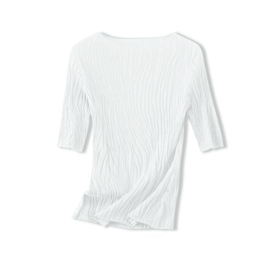 一字领五分袖水波纹60支扬子纱针织衫 BC26011 商品图1