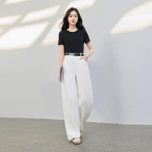 【100棉】三彩2026春季新款镰刀裤气球裤牛仔裤休闲宽松长裤简约M 商品图3